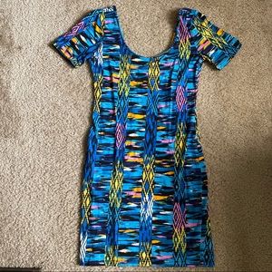 Forever 21 scoop neck blue multicolored dress